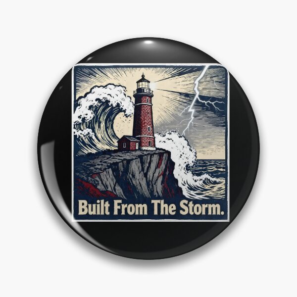 Item preview, Built From The Storm – Vintage Woodcut Lighthouse Storm Resilience designed and sold by Ideeplyfeltit.