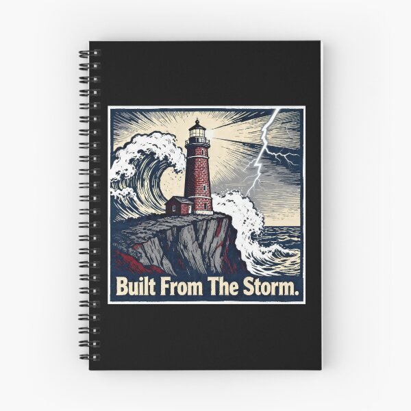 Item preview, Built From The Storm – Vintage Woodcut Lighthouse Storm Resilience designed and sold by Ideeplyfeltit.