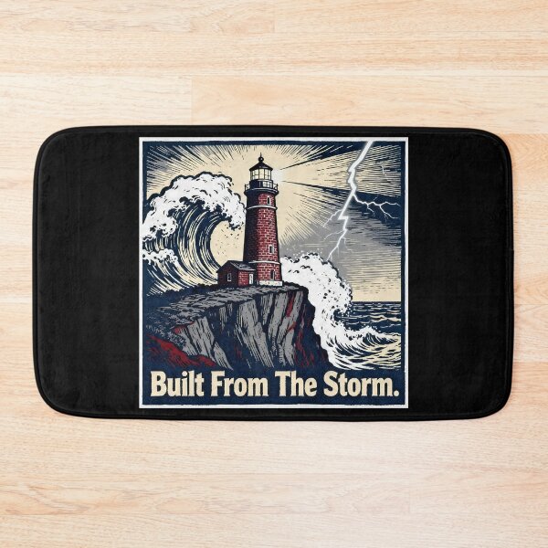 Item preview, Built From The Storm – Vintage Woodcut Lighthouse Storm Resilience designed and sold by Ideeplyfeltit.