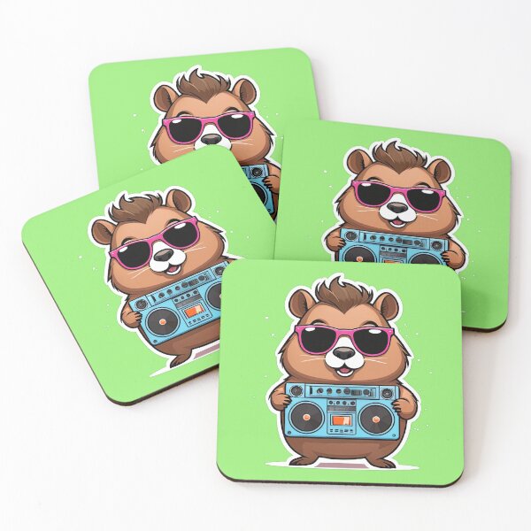 Item preview, Cool Hamster with Boombox Retro Music Cartoon T-Shirt designed and sold by designerbhai009.