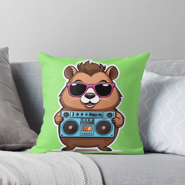 Item preview, Cool Hamster with Boombox Retro Music Cartoon T-Shirt designed and sold by designerbhai009.