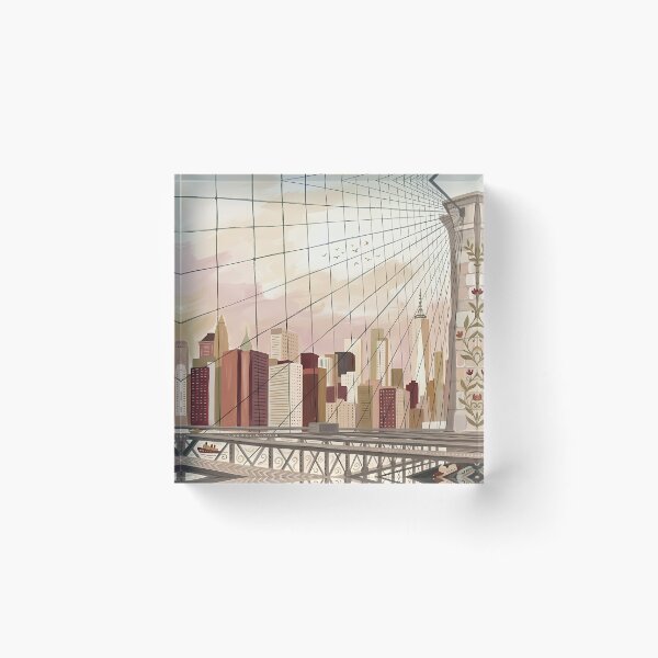 Item preview, Brooklyn Bridge Boho Wall Art, Earth Tone NYC Skyline Poster, Botanical New York City Print, Vintage Whimsical Manhattan Canvas, NYC Travel Gift designed and sold by Arch & Avenue.