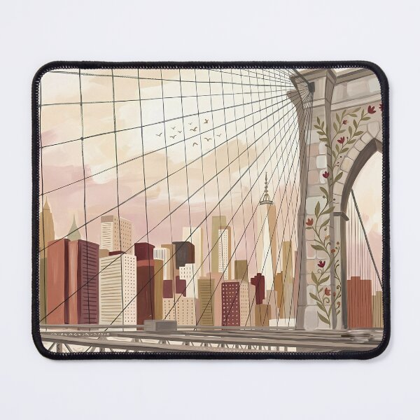 Item preview, Brooklyn Bridge Boho Wall Art, Earth Tone NYC Skyline Poster, Botanical New York City Print, Vintage Whimsical Manhattan Canvas, NYC Travel Gift designed and sold by Arch & Avenue.
