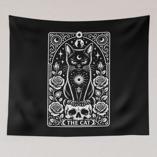 Item preview, Mystical black cat with roses and skull design halloween designed and sold by rafaeltto.