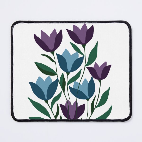 Item preview, Purple and Teal Tulips Bouquet Floral Flat Art Illustration designed and sold by LYAN-STORE.