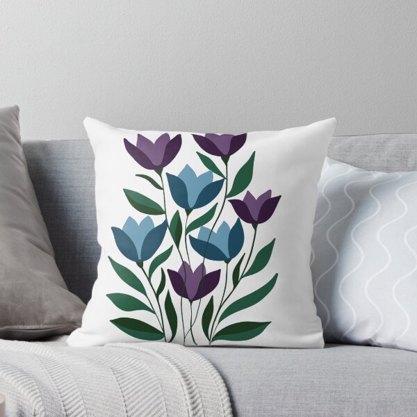 Item preview, Purple and Teal Tulips Bouquet Floral Flat Art Illustration designed and sold by LYAN-STORE.