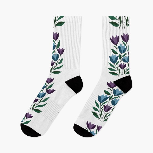 Item preview, Purple and Teal Tulips Bouquet Floral Flat Art Illustration designed and sold by LYAN-STORE.