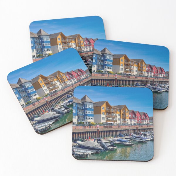 Item preview, Exmouth Marina Colorful Waterfront Buildings Devon Coastal Photography designed and sold by leonwoods.
