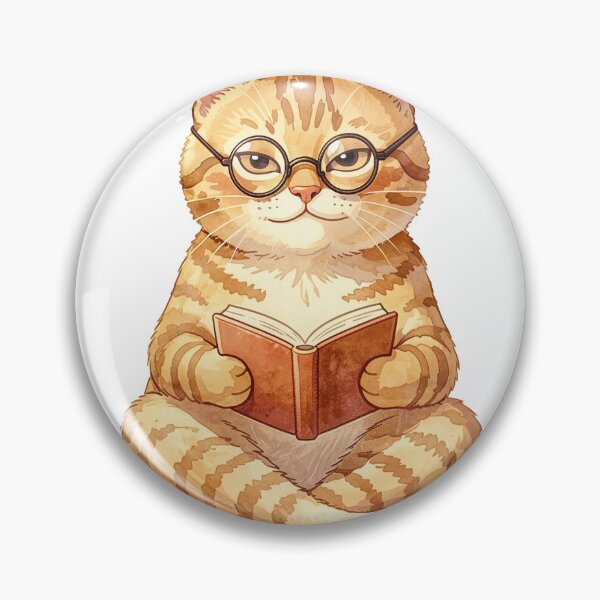 Item preview, Scholarly Ginger Cat Reading Book With Glasses - Book Lover Gift designed and sold by RomeoCreates.