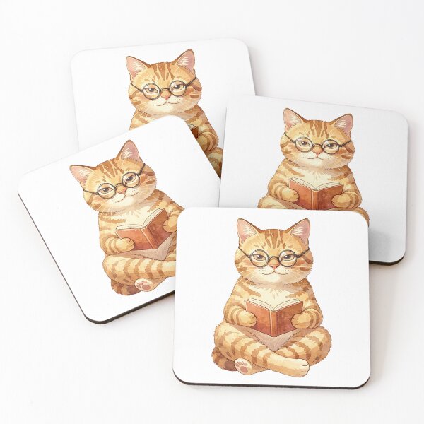Item preview, Scholarly Ginger Cat Reading Book With Glasses - Book Lover Gift designed and sold by RomeoCreates.