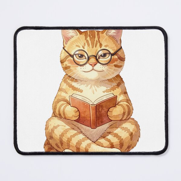 Item preview, Scholarly Ginger Cat Reading Book With Glasses - Book Lover Gift designed and sold by RomeoCreates.