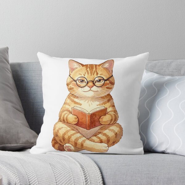 Item preview, Scholarly Ginger Cat Reading Book With Glasses - Book Lover Gift designed and sold by RomeoCreates.