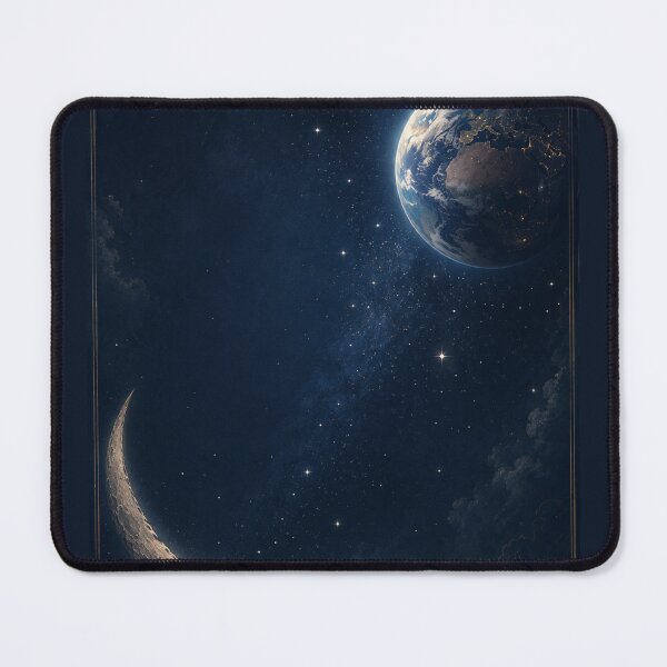 Item preview, Earth & Crescent Moon – Dark Academia Celestial Night Sky Art Print – Mystical Space Decor designed and sold by @SHINTOSARTSTORE.