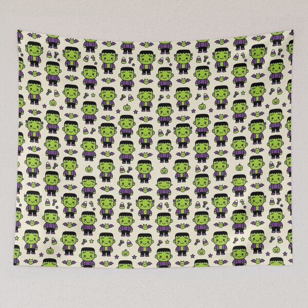 Item preview, Frankie Friends - Cute Kawaii Seamless Halloween Pattern designed and sold by inkaylindesign.