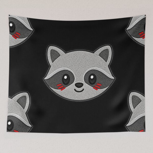 Item preview, Kawaii Raccoon Embroidery Patch Illustration designed and sold by ColorSplash123.