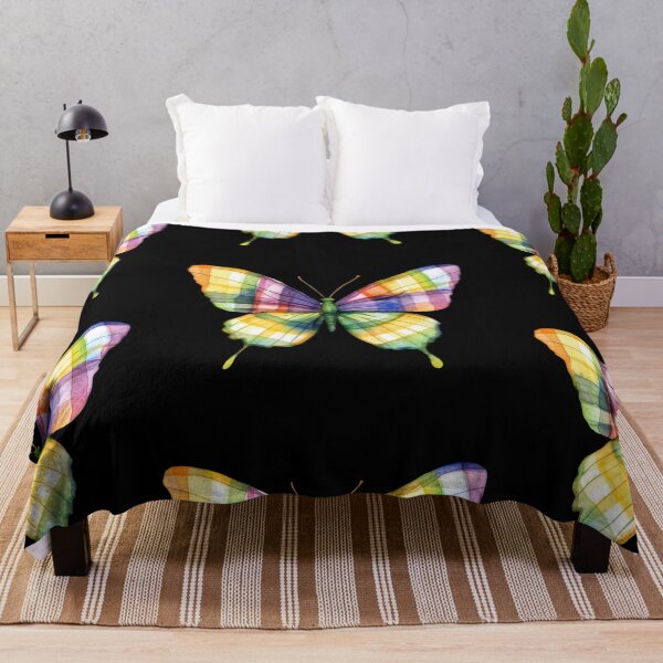 Item preview, Colorful Butterfly on Black Background designed and sold by jierrfan.