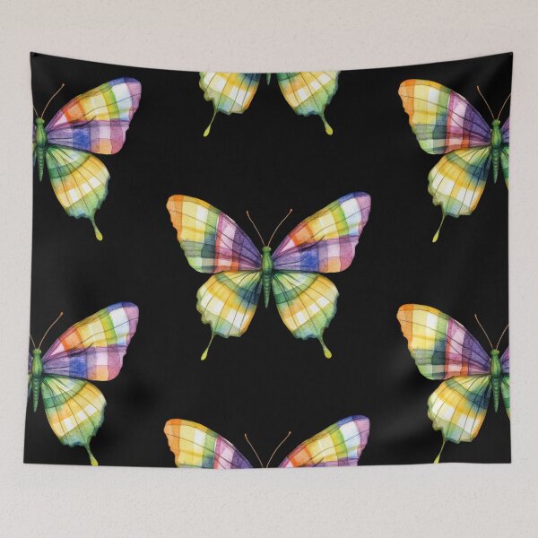 Item preview, Colorful Butterfly on Black Background designed and sold by jierrfan.