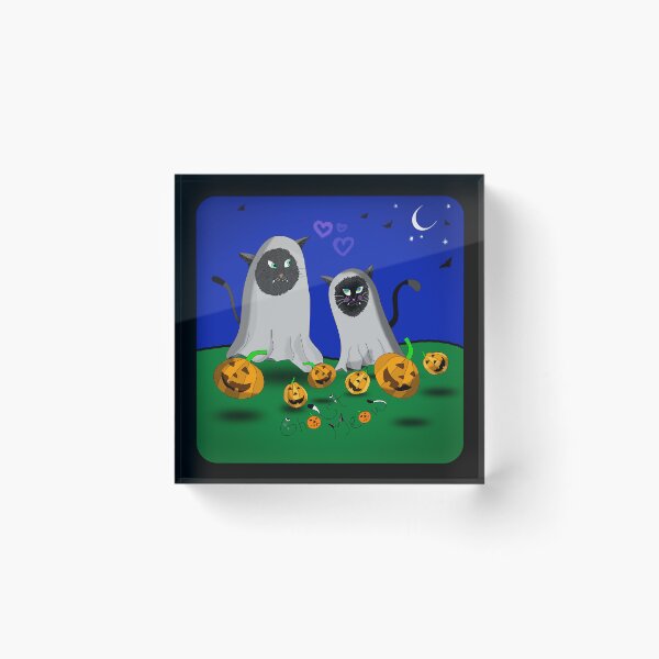 Item preview, Cute Ghost Cats in Spooky Halloween Night designed and sold by laxmanrajart.