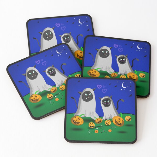 Item preview, Cute Ghost Cats in Spooky Halloween Night designed and sold by laxmanrajart.