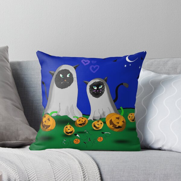 Item preview, Cute Ghost Cats in Spooky Halloween Night designed and sold by laxmanrajart.