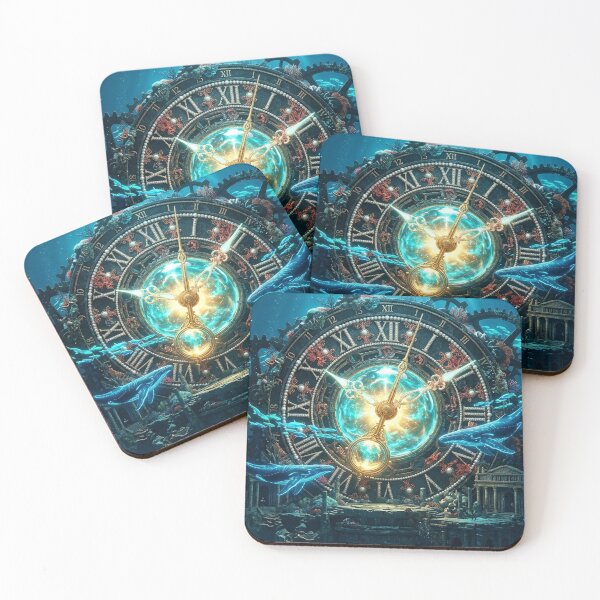 Item preview, Clockwork Ocean — Underwater Steampunk Clock Temple with Whales designed and sold by RoyArt0.