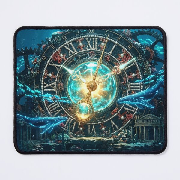 Item preview, Clockwork Ocean — Underwater Steampunk Clock Temple with Whales designed and sold by RoyArt0.
