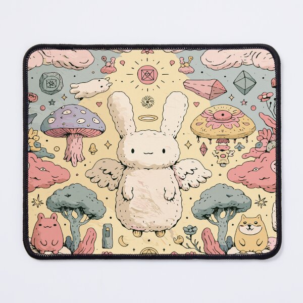 Item preview, Whimsical Angel Bunny Mystical Forest Creatures Pastel Art designed and sold by Romgora.
