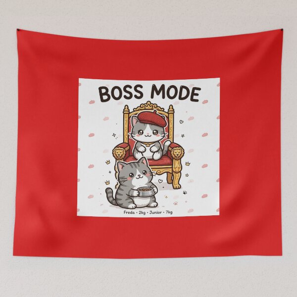 Item preview, Boss Mode - Freda vs Junior 2kg vs 7kg Funny Cat Duo designed and sold by MAISON SYLVIE.