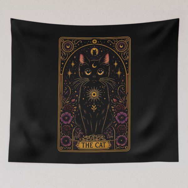 Item preview, Mystical black cat with celestial elements halloween designed and sold by rafaeltto.
