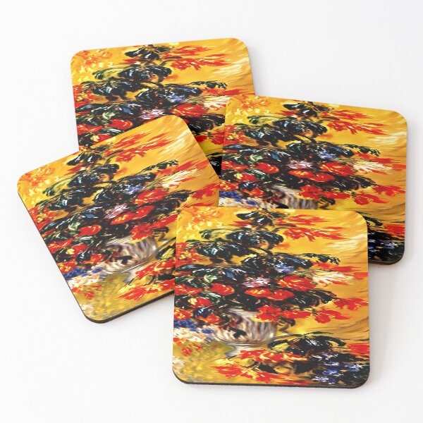 Item preview, Red Azaleas in a Pot: A Brilliant Impressionist Study of Vibrant Blossoms designed and sold by artdesignsnow.