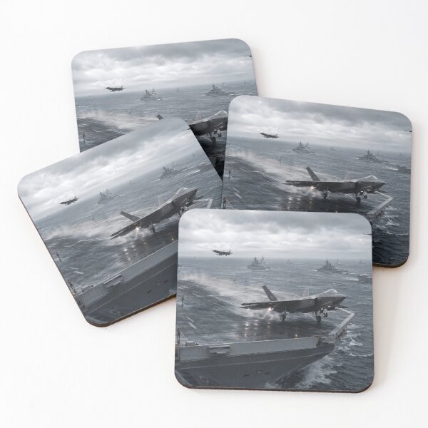 Item preview, Modern Aircraft Carrier & Stealth Fighter in Stormy Pacific | Naval Aviation Military Art designed and sold by Element Horizon Studio.