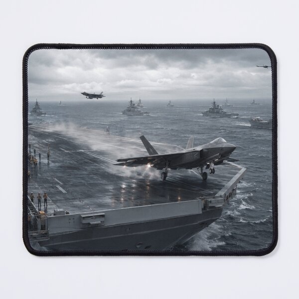 Item preview, Modern Aircraft Carrier & Stealth Fighter in Stormy Pacific | Naval Aviation Military Art designed and sold by Element Horizon Studio.