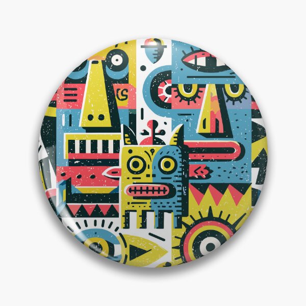 Item preview, Vibrant Abstract Folk Art Geometric Figures designed and sold by Romgora.