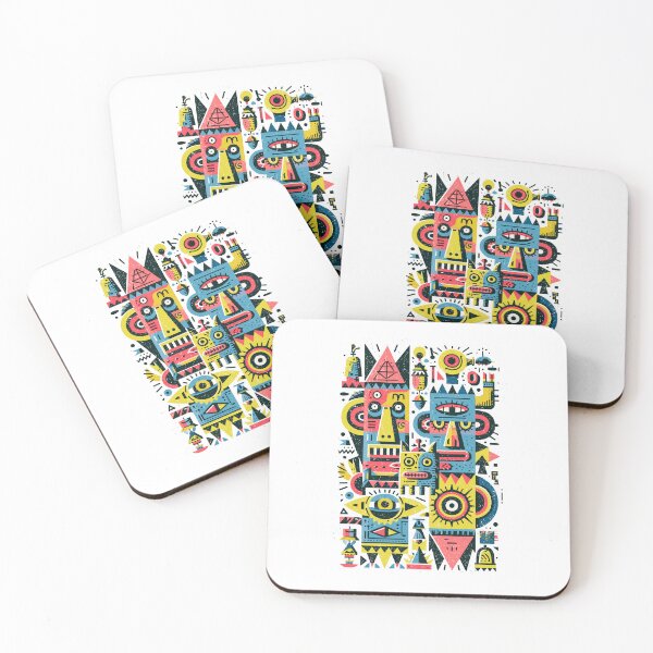 Item preview, Vibrant Abstract Folk Art Geometric Figures designed and sold by Romgora.