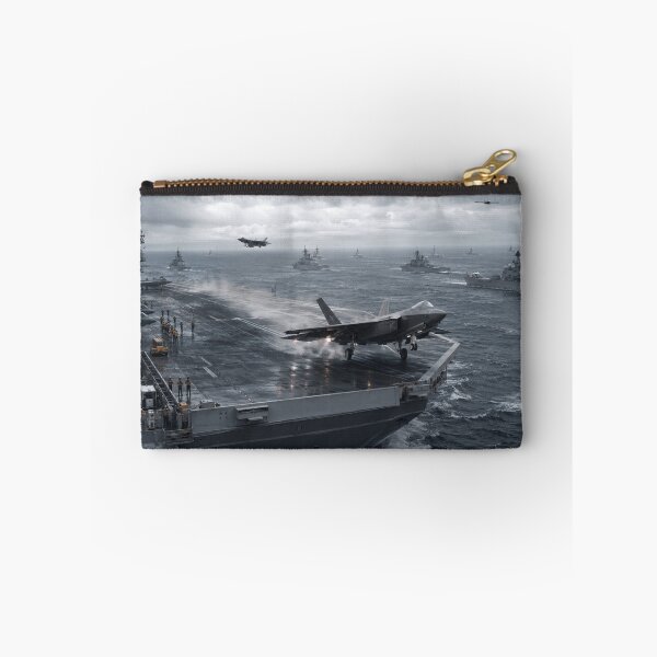 Item preview, Modern Aircraft Carrier & Stealth Fighter in Stormy Pacific | Naval Aviation Military Art designed and sold by Element Horizon Studio.