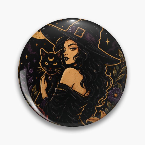 Item preview, Enchanting witch with cat and floral elements halloween designed and sold by rafaeltto.