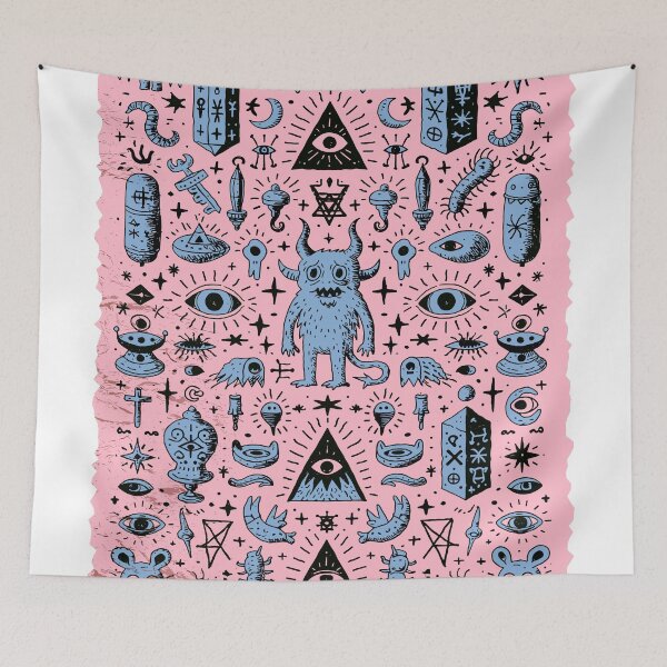 Item preview, Esoteric Mystical Doodle Monster Pattern designed and sold by Romgora.
