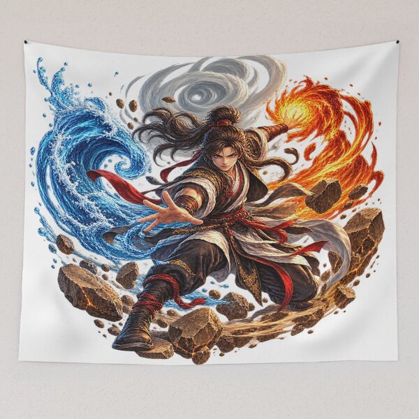 Item preview, Four Elements Elemental Warrior Fantasy Art designed and sold by redengineers.