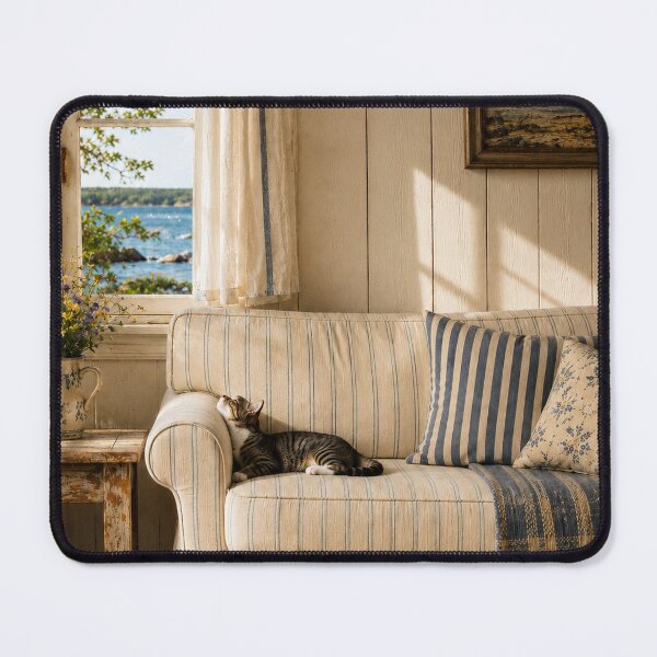 Item preview, Demode Swedish Cottage Cat Coastal Vintage Poster designed and sold by NordenPosters.