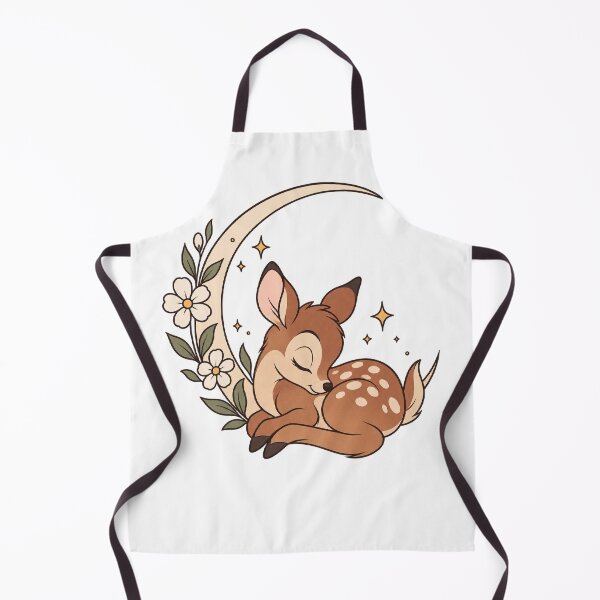 Item preview, Cute Sleeping Bambi Fawn Crescent Moon Floral Nursery Art  designed and sold by Shakhbata-1.