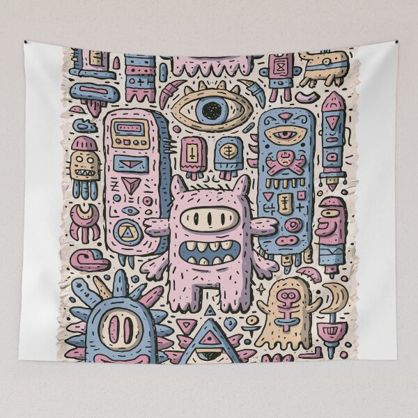 Item preview, Whimsical Pastel Monster Doodle Design designed and sold by Romgora.
