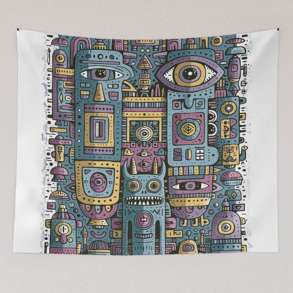 Item preview, Intricate Maximalist Doodle Monster Machine Art designed and sold by Romgora.