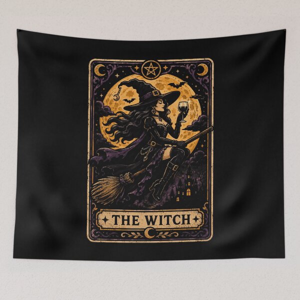 Item preview, Enchanting witch with broom and moon backdrop halloween designed and sold by rafaeltto.