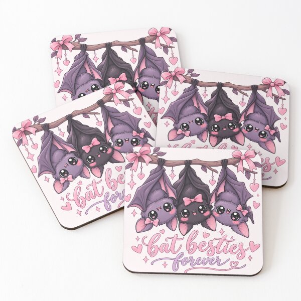 Item preview, Bat Besties Forever Cute Coquette Bat Trio – Pink Halloween BFF Girly Gift designed and sold by SanaCreation13.
