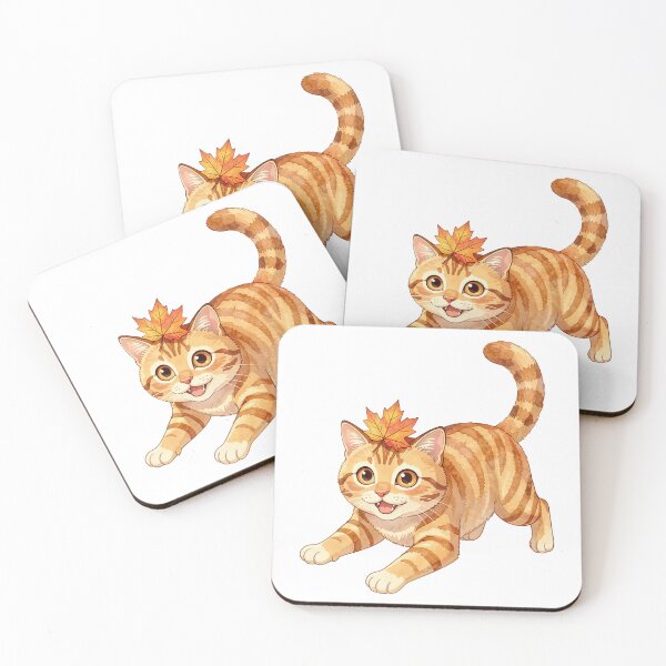 Item preview, Cozy Ginger Tabby Cat With Autumn Maple Leaf - Fall Lover Gift designed and sold by RomeoCreates.