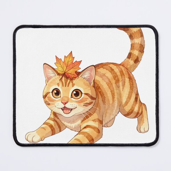 Item preview, Cozy Ginger Tabby Cat With Autumn Maple Leaf - Fall Lover Gift designed and sold by RomeoCreates.