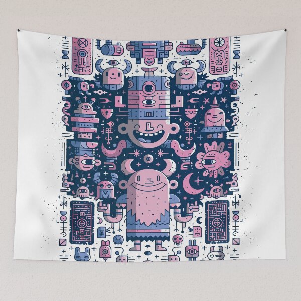 Item preview, Playful Whimsical Creatures Intricate Doodle Pattern designed and sold by Romgora.