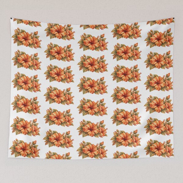 Item preview, Cozy Pumpkin Hibiscus Bouquet | Autumn Watercolor designed and sold by Nolmo.