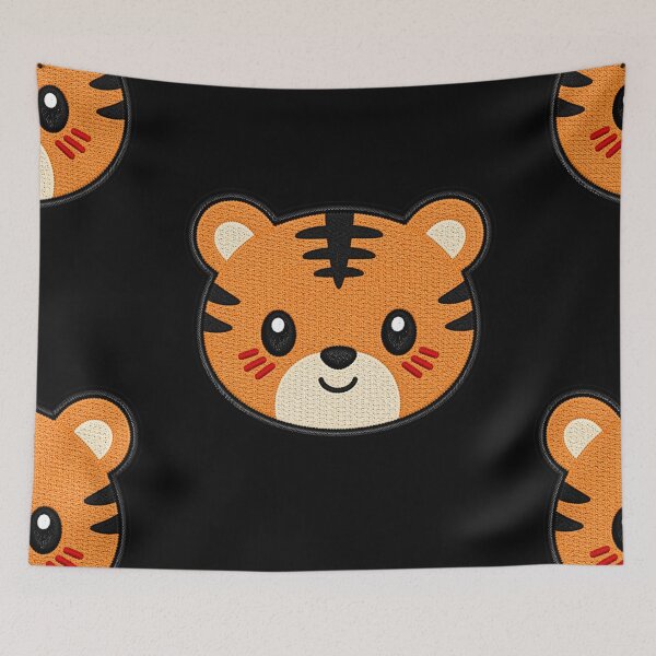 Item preview, Kawaii Tiger Embroidery Patch Illustration designed and sold by ColorSplash123.