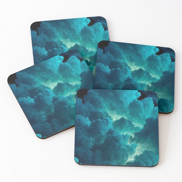 Item preview, Cyan Turquoise Glowing Storm Clouds Night Sky Aesthetic designed and sold by LYAN-STORE.